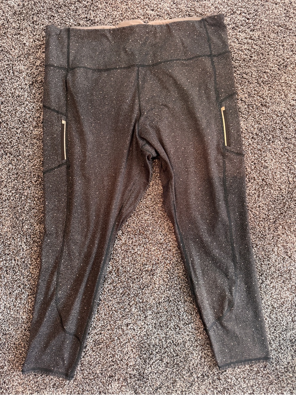 Athleta Black Reflective Fleece-lined Rainier Leggings with Side Zip Pockets